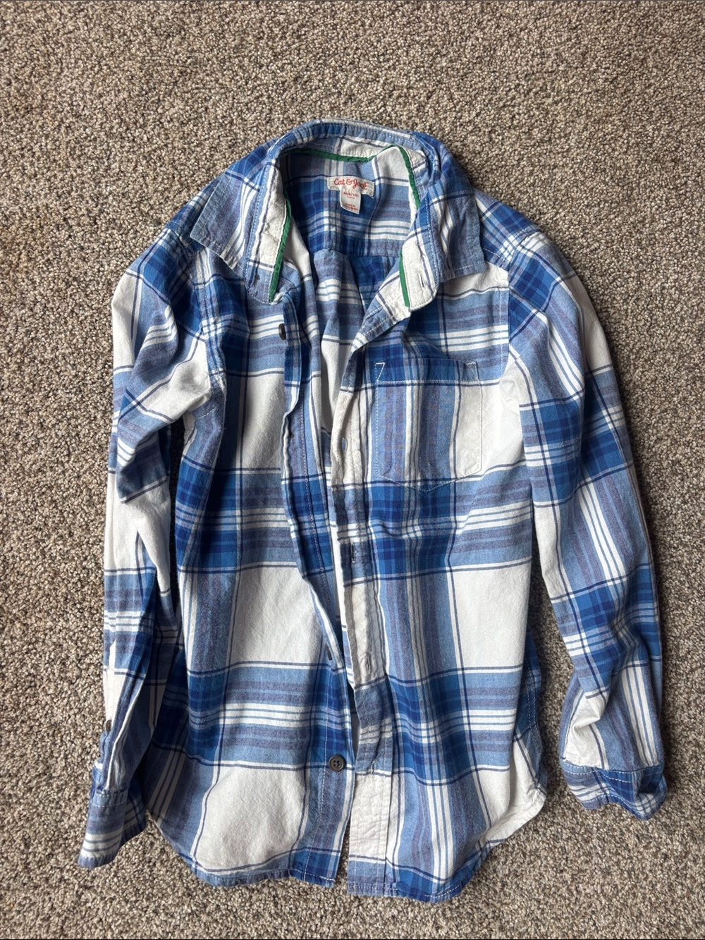 Cat & Jack Blue and White Plaid Button-Down Shirt